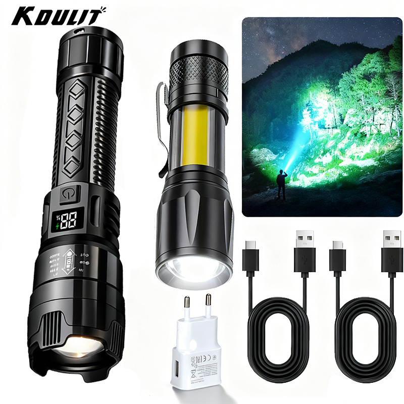Battery Outdoor Camping - High Power 1000LM LED Flashlight Built-in