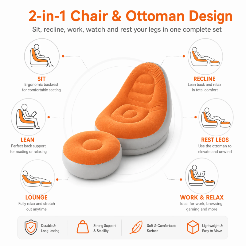 Flocking Inflatable Lazy Sofa  - Outdoor Camping Couch 评论和价格