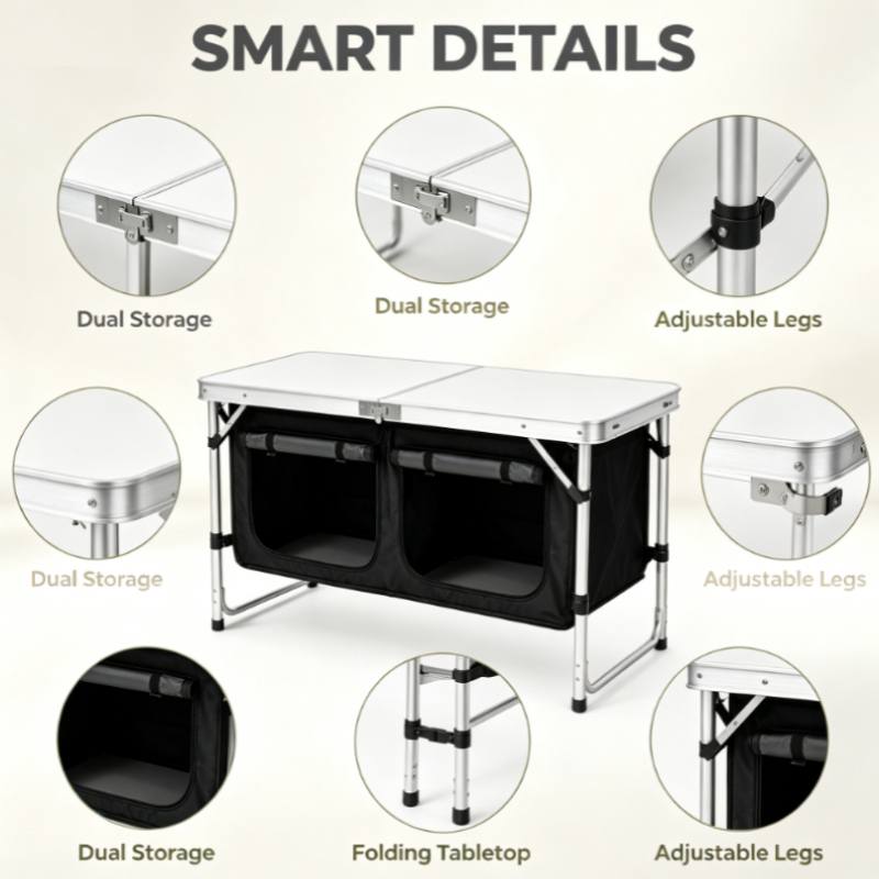 Silver Aluminum Folding Campin - Outdoor Camping Kitchen Setup 评论和价格