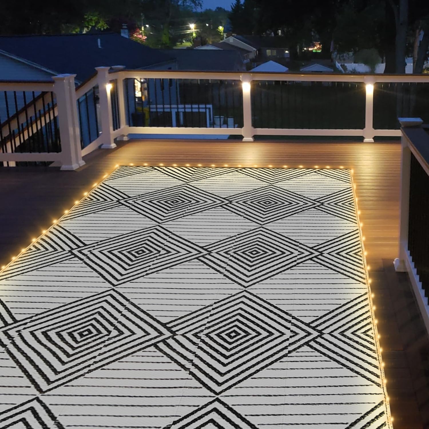 6x9ft Waterproof Outdoor Rug w - Outdoor Camping Rug With Led Lights 评论和价格