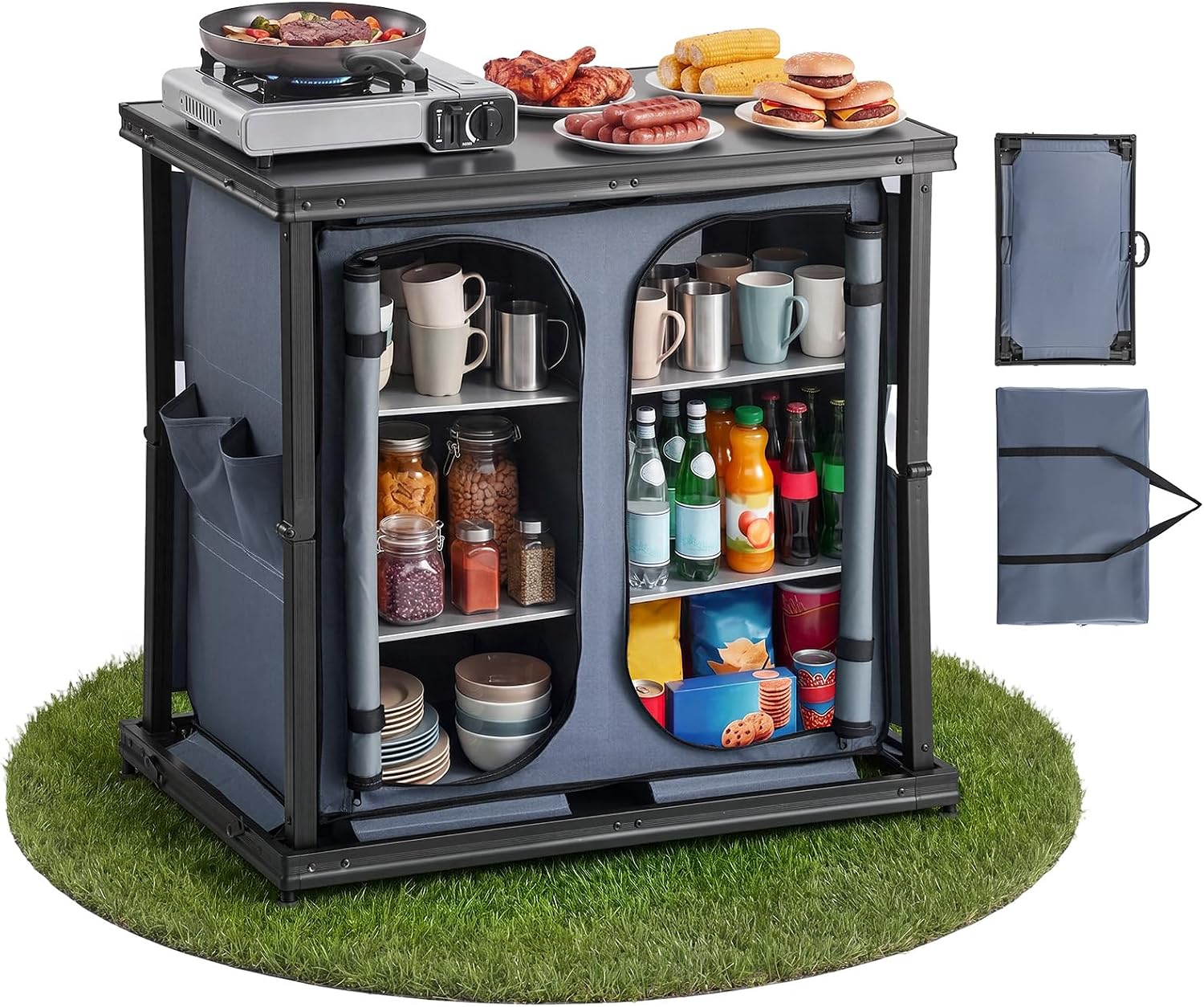 Folding Camping Storage Cabine - Outdoor Camping Kitchen Setup 评论和价格