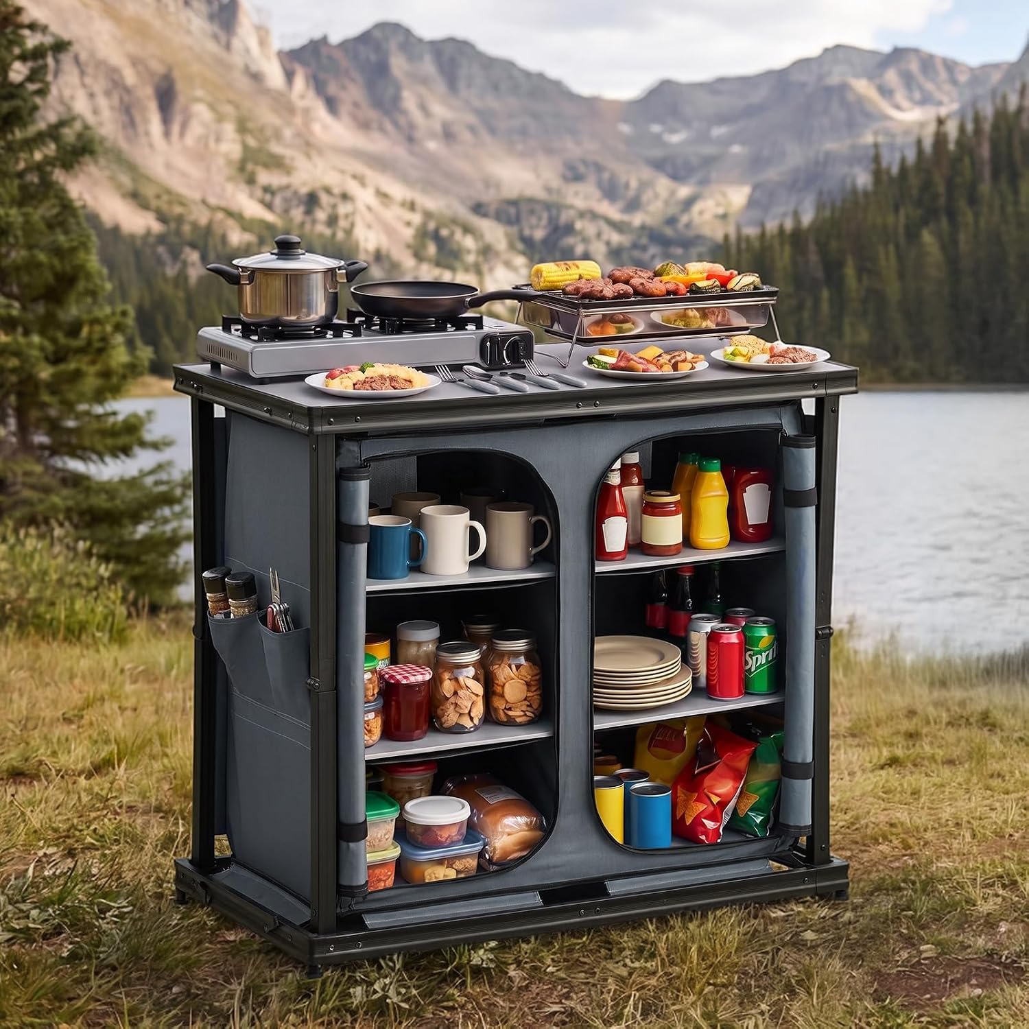 Folding Camping Storage Cabine - Outdoor Camping Kitchen Setup 评论和价格