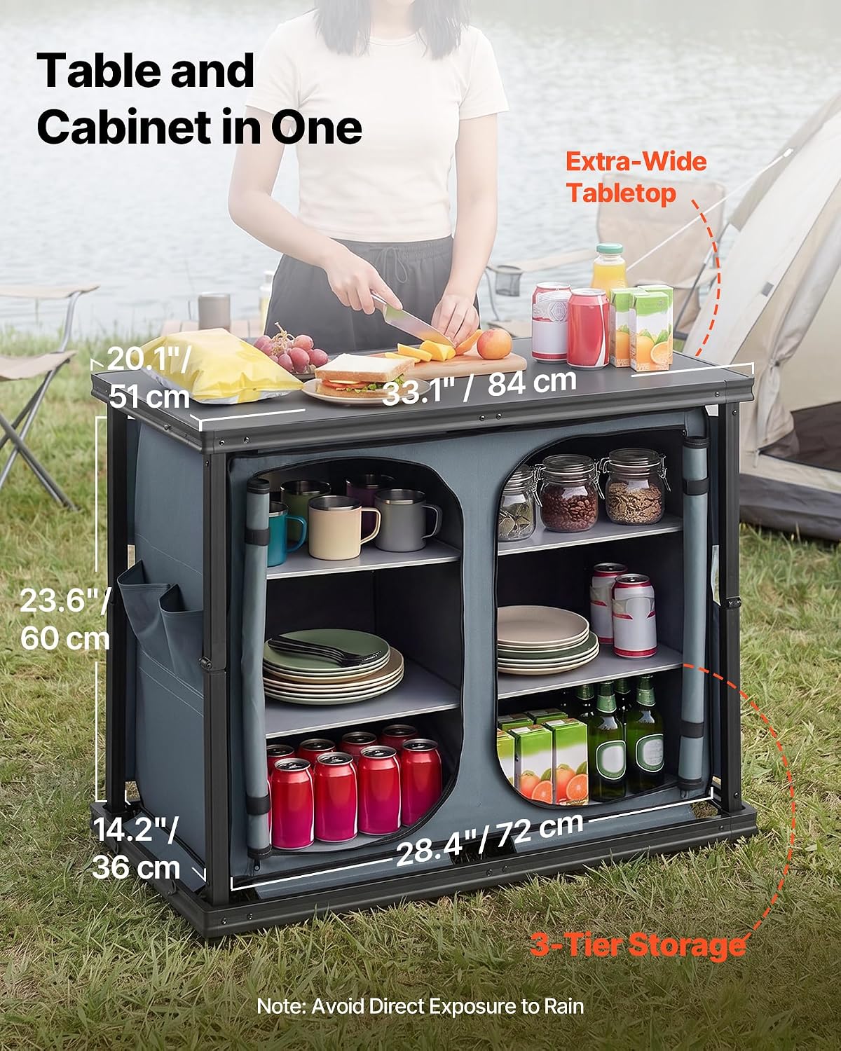Folding Camping Storage Cabine - Outdoor Camping Kitchen Setup 评论和价格
