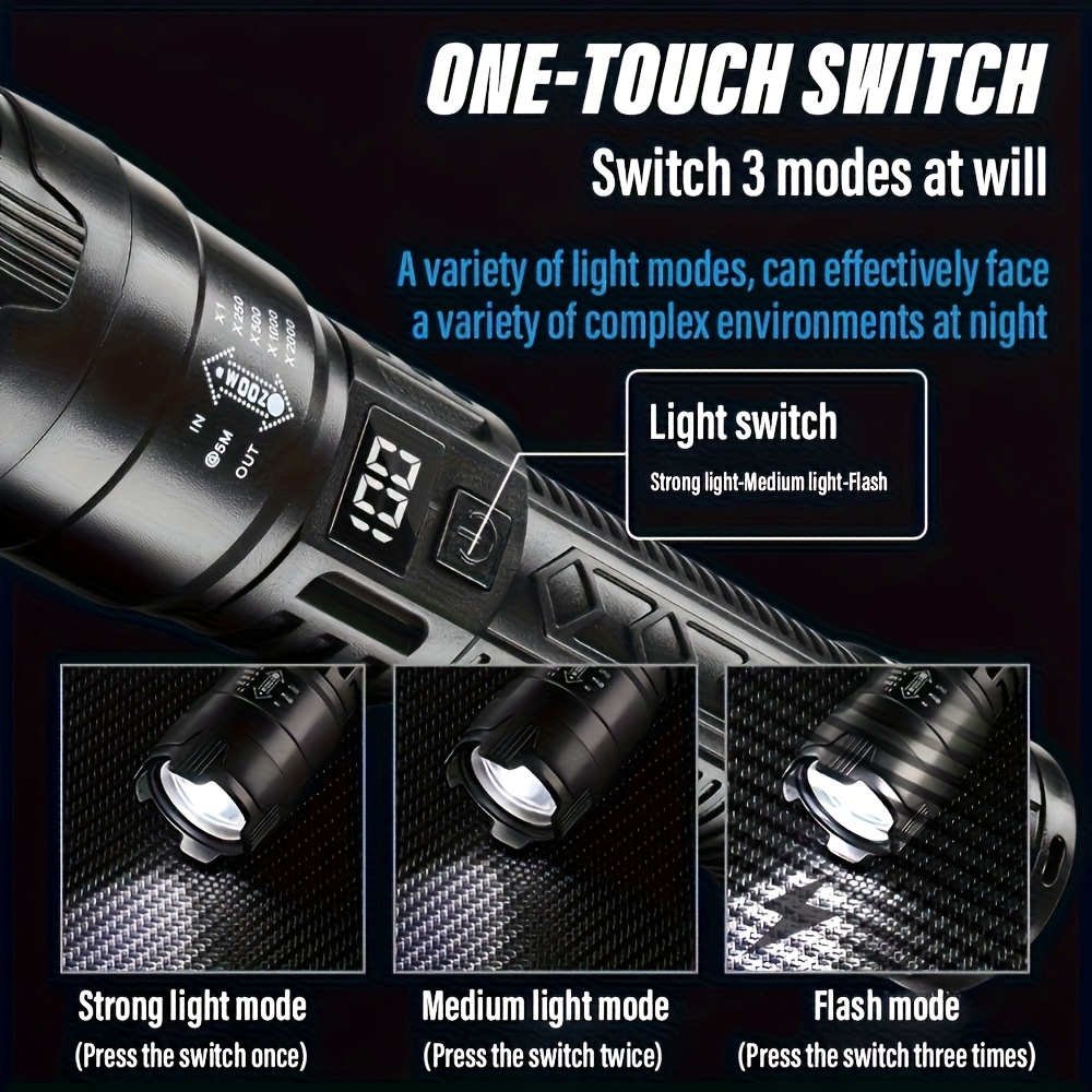 High Power 1000LM LED Flashlig - Battery Outdoor Camping 评论和价格