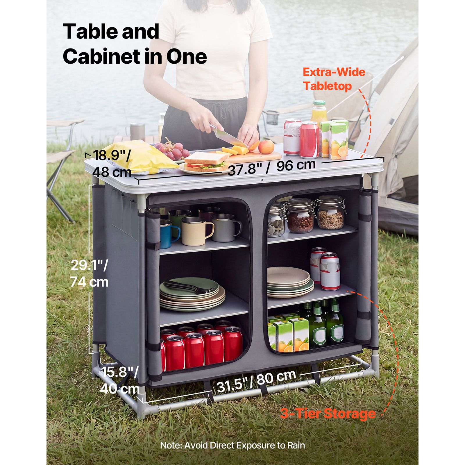 Camping Storage Cabinet, Outdo - Outdoor Camping Kitchen Setup 评论和价格