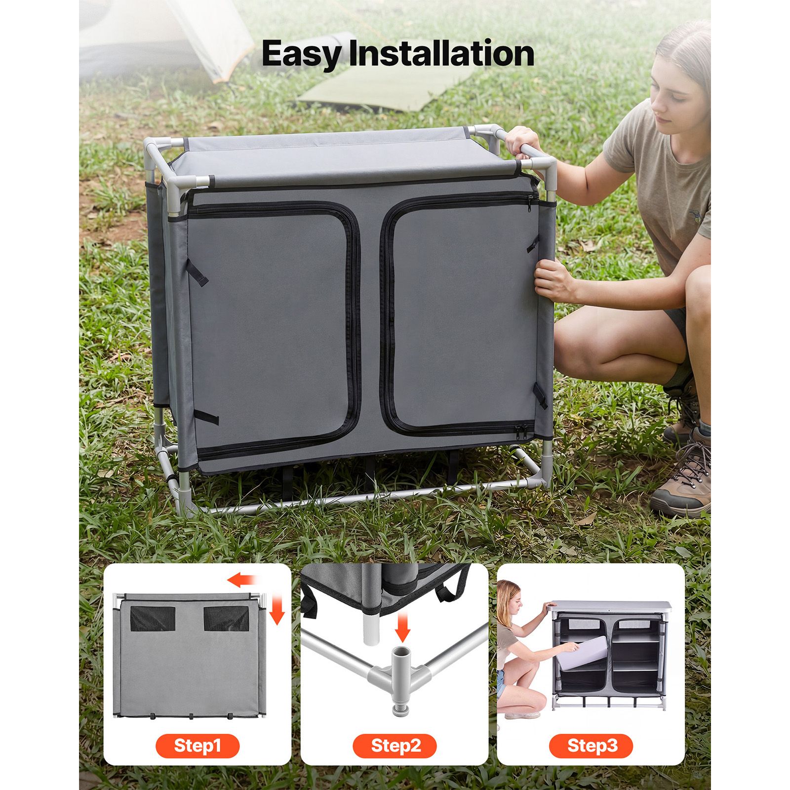 Camping Storage Cabinet, Outdo - Outdoor Camping Kitchen Setup 评论和价格