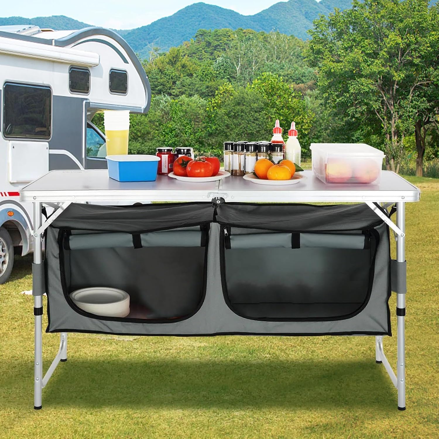 Camping Kitchen Station, 3 Adj - Outdoor Camping Kitchen Setup 评论和价格