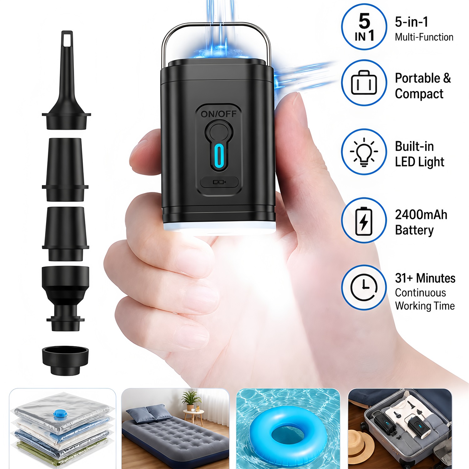 Portable Electric Air Pump Inf - Outdoor Camping Mattress 评论和价格
